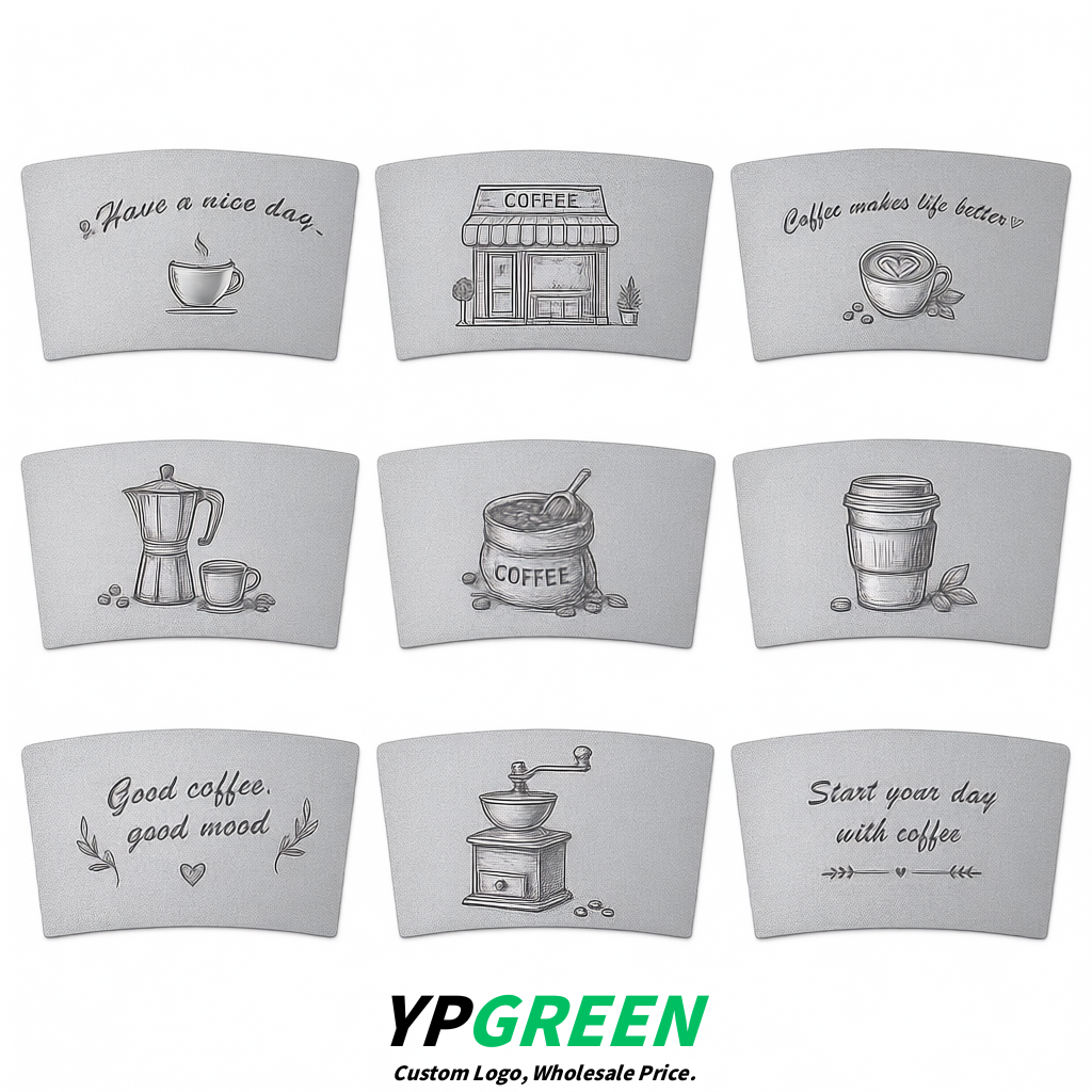 Silver Kraft Paper Coffee Cup Sleeves For 10, 12, 16, 20 oz Paper & Plastic Cups Factory