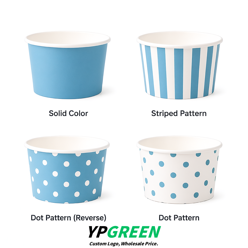 Sky Blue Paper Gelato Takeaway Cup 2-10oz Disposable Ice Cream Bowls with Lids Factory