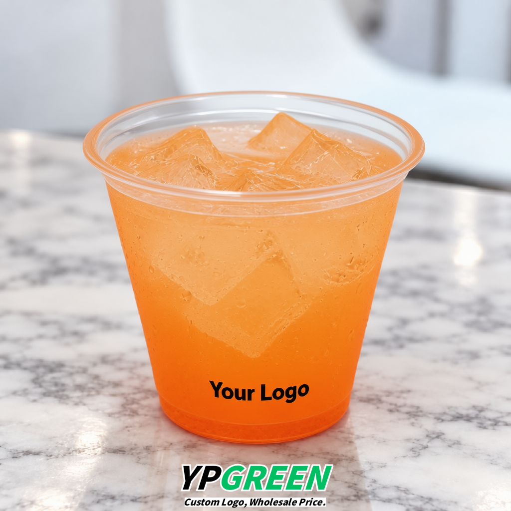 Tangerine Iced Latte Plastic Cup 260ml Disposable Clear Cup 9.2×5.5×7.1cm