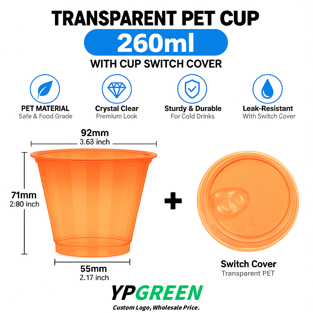 Tangerine Iced Latte Plastic Cup 260ml Disposable Clear Cup 9.2×5.5×7.1cm