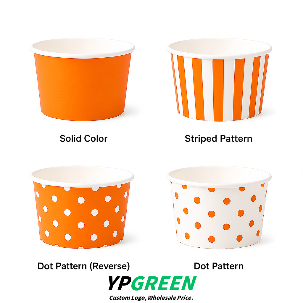 Tangerine Paper Gelato Takeaway Cup 2-10oz Disposable Ice Cream Bowls with Lids Factory