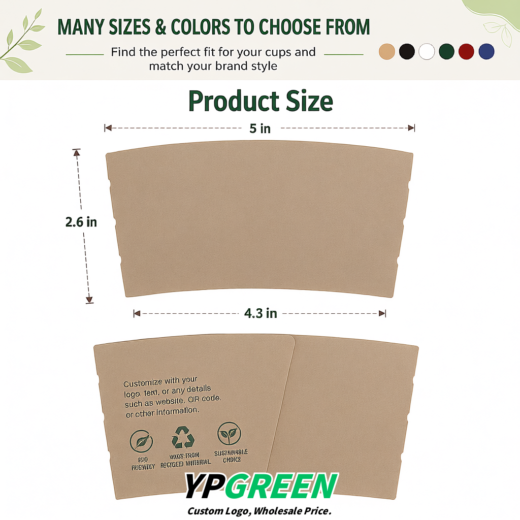 Taupe Kraft Paper Coffee Cup Sleeves For 10, 12, 16, 20 oz Paper & Plastic Cups Factory