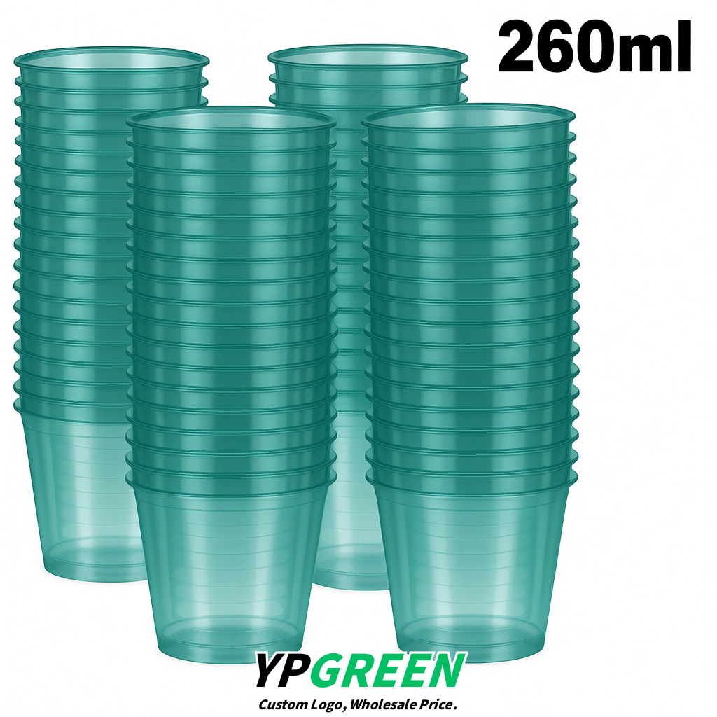 Teal Iced Latte Plastic Cup 260ml Disposable Clear Cup 9.2×5.5×7.1cm
