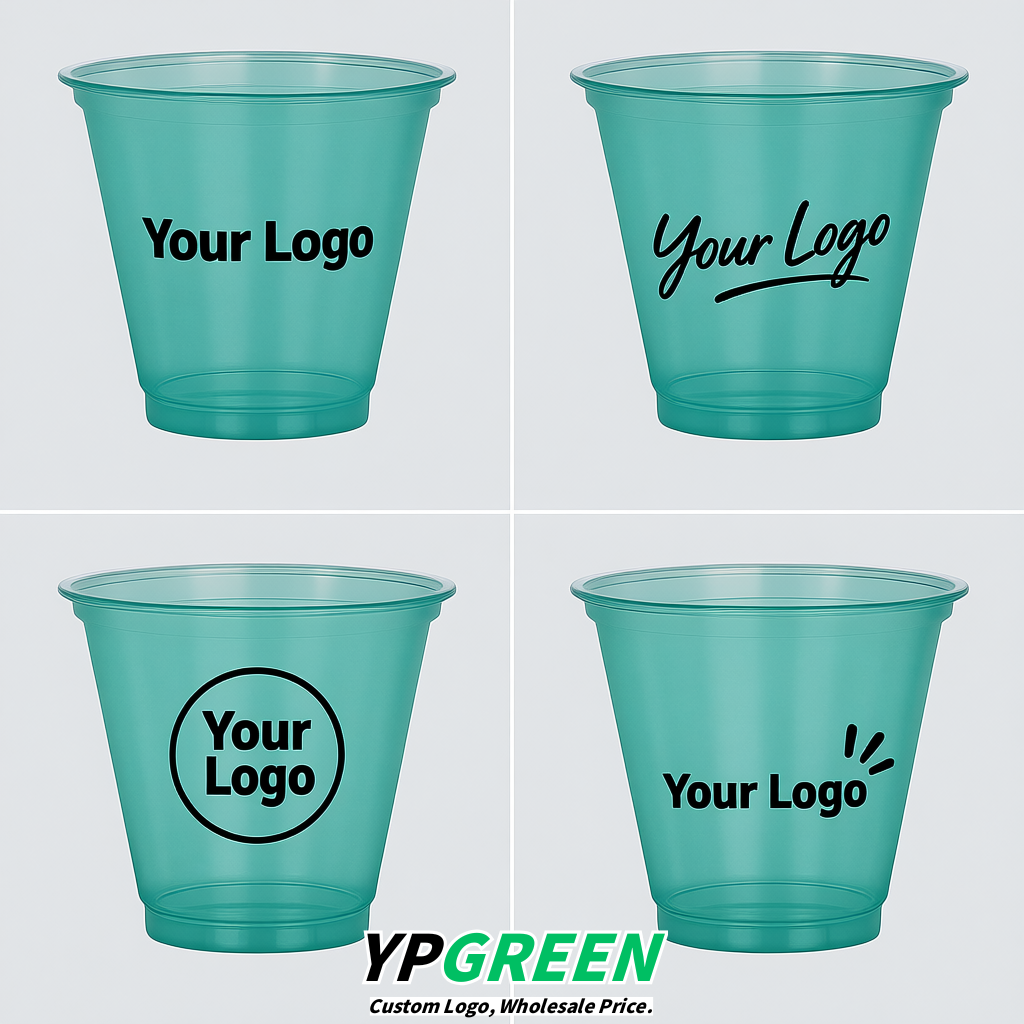 Teal Iced Latte Plastic Cup 260ml Disposable Clear Cup 9.2×5.5×7.1cm
