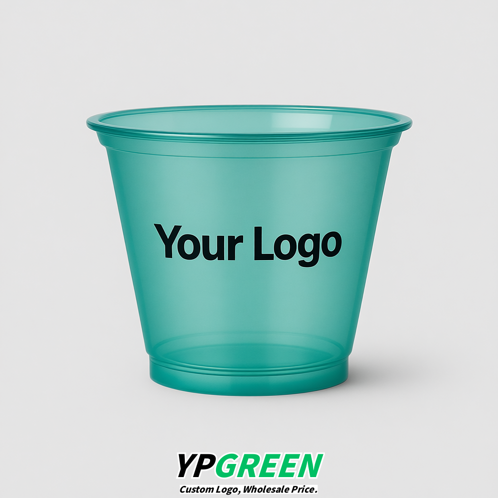 Teal Iced Latte Plastic Cup 260ml Disposable Clear Cup 9.2×5.5×7.1cm
