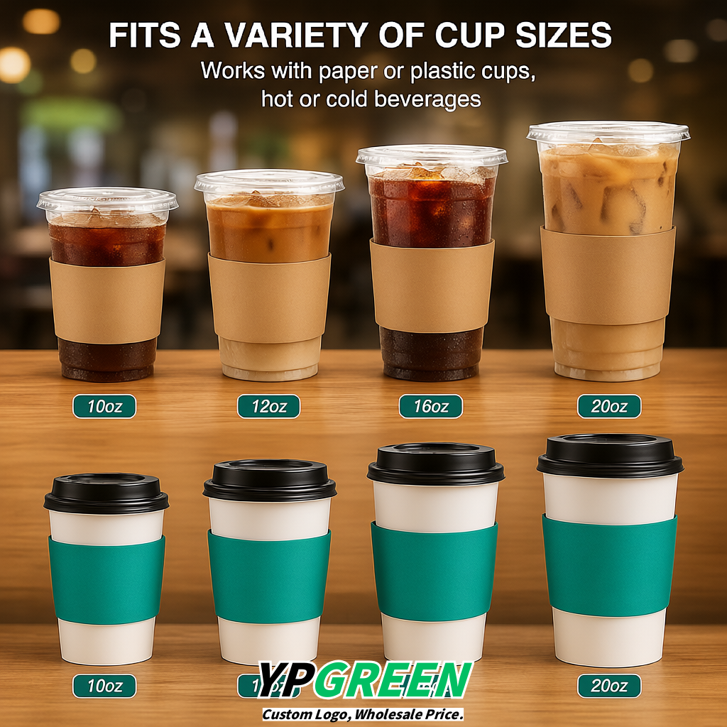 Teal Kraft Paper Coffee Cup Sleeves For 10, 12, 16, 20 oz Paper & Plastic Cups Factory
