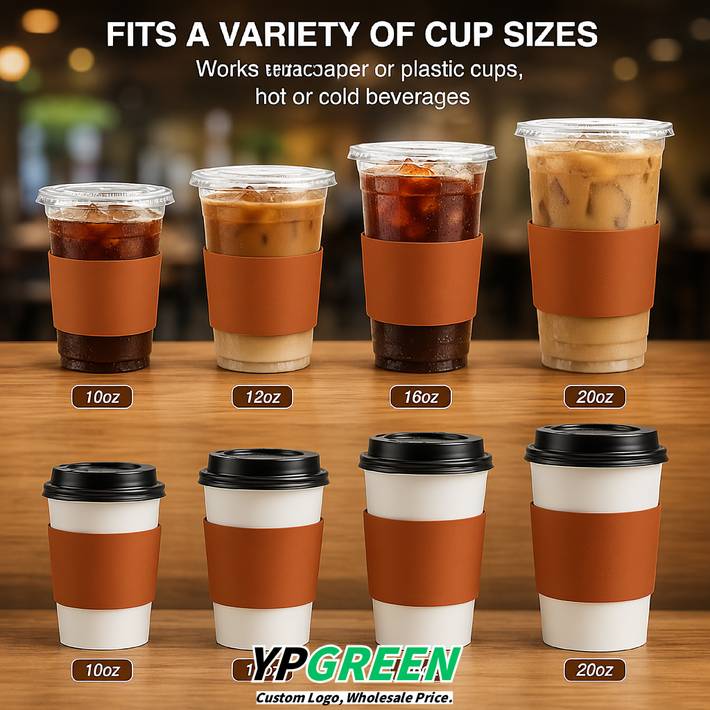 Terracotta Kraft Paper Coffee Cup Sleeves For 10, 12, 16, 20 oz Paper & Plastic Cups Factory