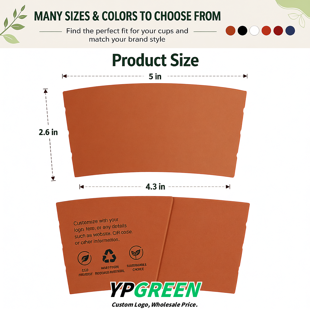 Terracotta Kraft Paper Coffee Cup Sleeves For 10, 12, 16, 20 oz Paper & Plastic Cups Factory