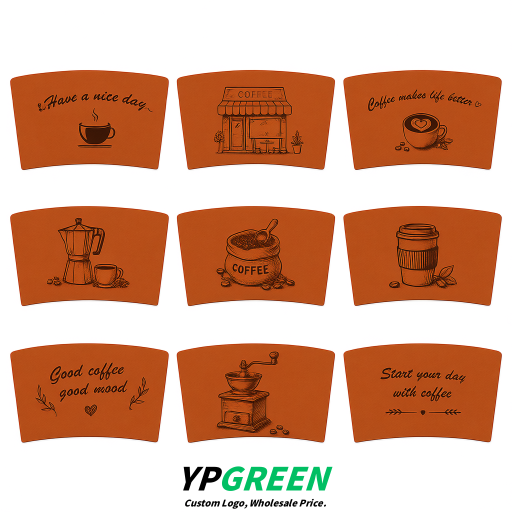 Terracotta Kraft Paper Coffee Cup Sleeves For 10, 12, 16, 20 oz Paper & Plastic Cups Factory