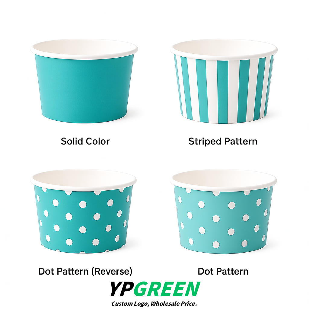 Turquoise Paper Gelato Takeaway Cup 2-10oz Disposable Ice Cream Bowls with Lids Factory