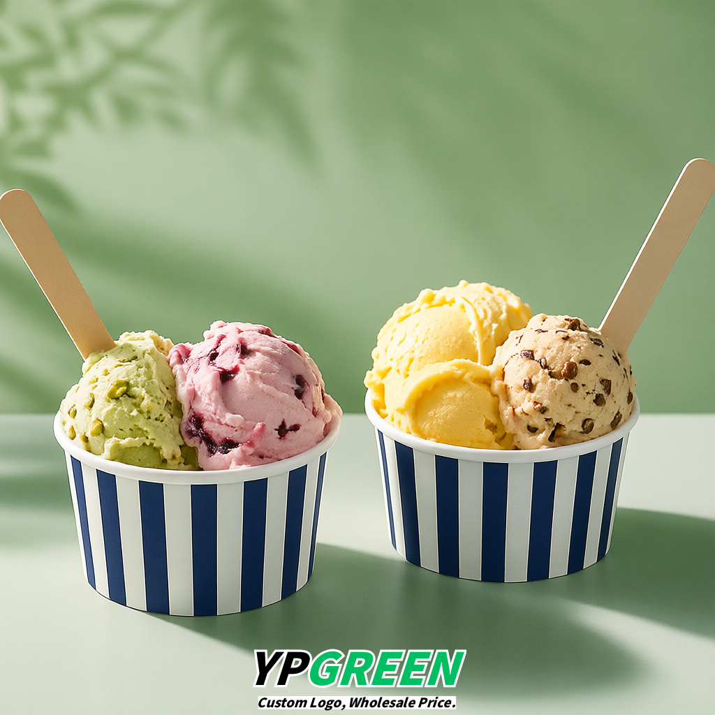 Ultramarine Paper Gelato Takeaway Cup 2-10oz Disposable Ice Cream Bowls with Lids Factory