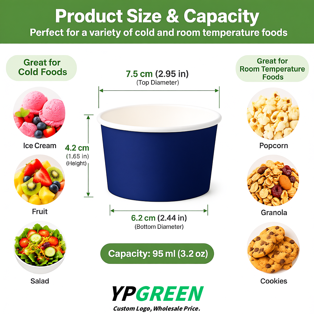 Ultramarine Paper Gelato Takeaway Cup 2-10oz Disposable Ice Cream Bowls with Lids Factory