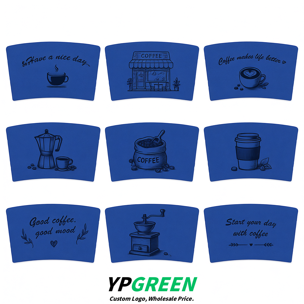 Ultramarine Kraft Paper Coffee Cup Sleeves For 10, 12, 16, 20 oz Paper & Plastic Cups Factory