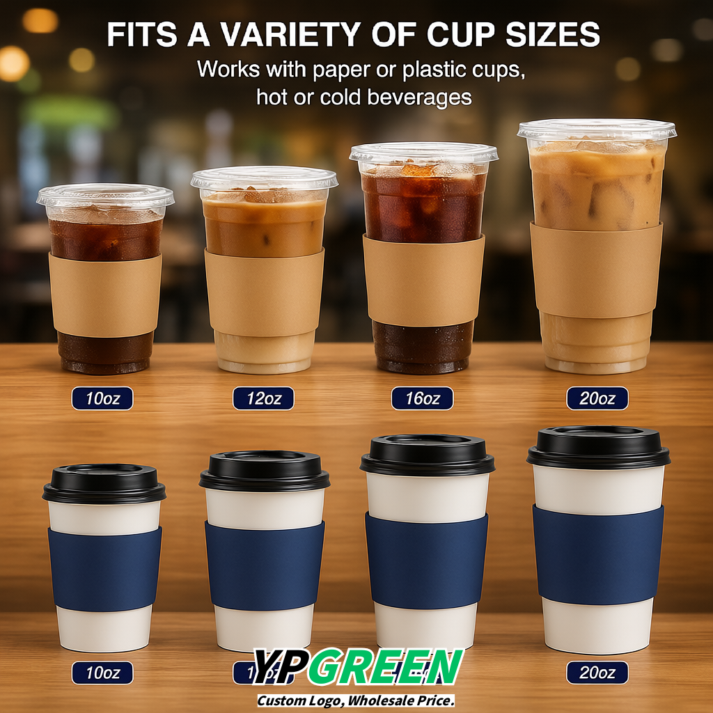 Ultramarine Kraft Paper Coffee Cup Sleeves For 10, 12, 16, 20 oz Paper & Plastic Cups Factory