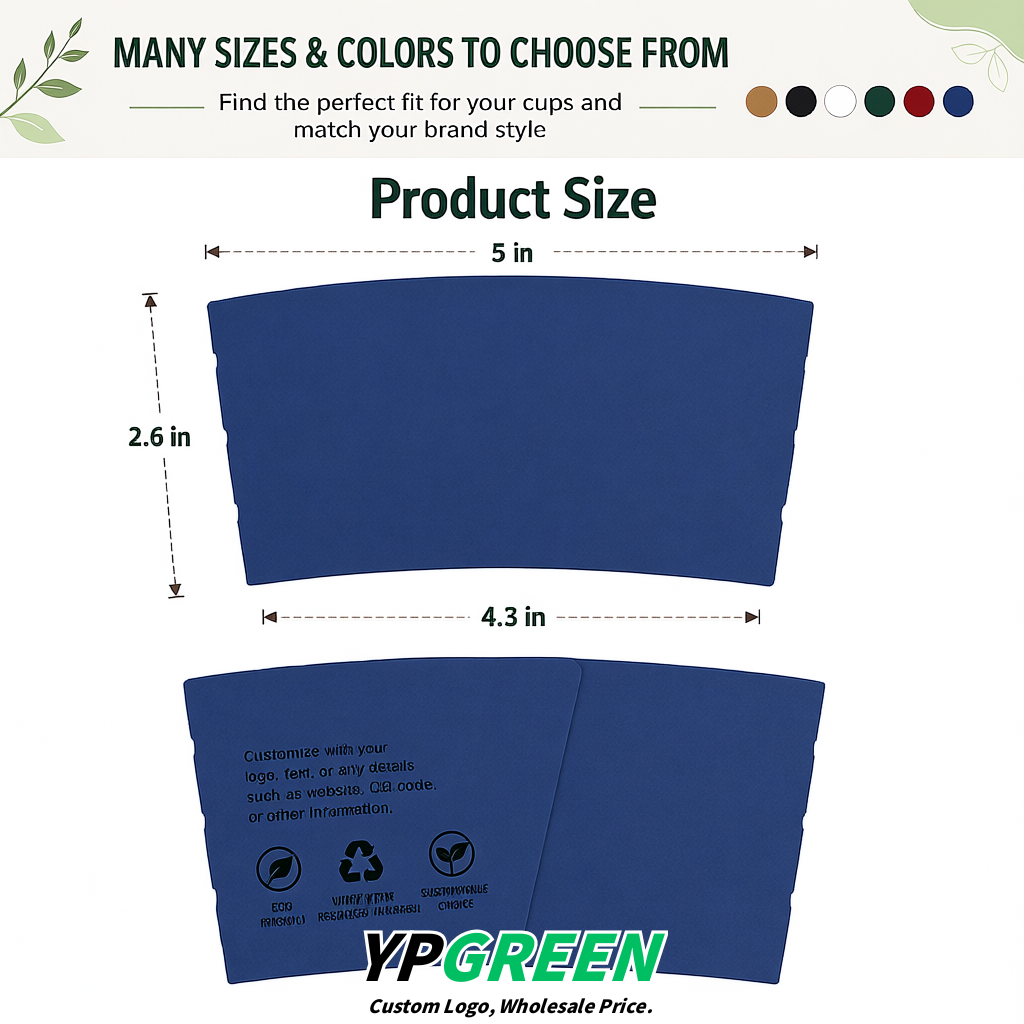 Ultramarine Kraft Paper Coffee Cup Sleeves For 10, 12, 16, 20 oz Paper & Plastic Cups Factory
