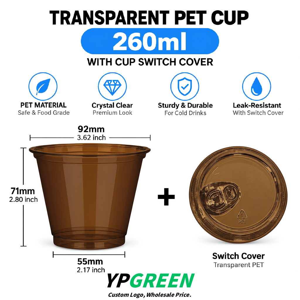 Umber Iced Latte Plastic Cup 260ml Disposable Clear Cup 9.2×5.5×7.1cm