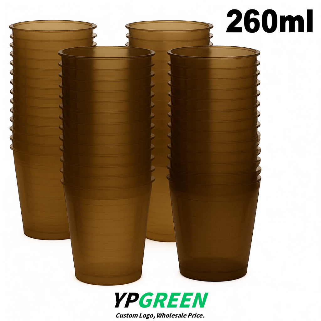 Umber Iced Latte Plastic Cup 260ml Disposable Clear Cup 9.2×5.5×7.1cm