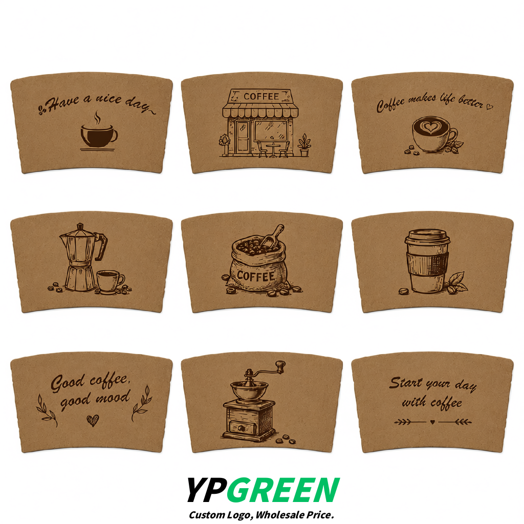 Umber Kraft Paper Coffee Cup Sleeves For 10, 12, 16, 20 oz Paper & Plastic Cups Factory