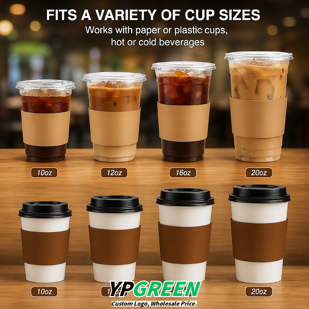 Umber Kraft Paper Coffee Cup Sleeves For 10, 12, 16, 20 oz Paper & Plastic Cups Factory