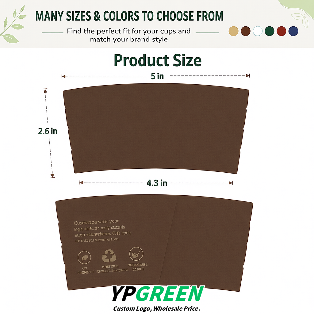 Umber Kraft Paper Coffee Cup Sleeves For 10, 12, 16, 20 oz Paper & Plastic Cups Factory