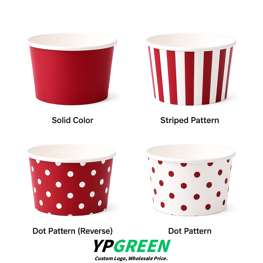 Vermilion Paper Gelato Takeaway Cup 2-10oz Disposable Ice Cream Bowls with Lids Factory