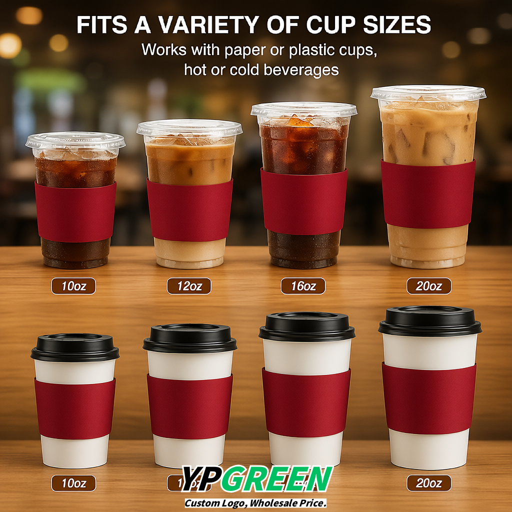 Vermilion Kraft Paper Coffee Cup Sleeves For 10, 12, 16, 20 oz Paper & Plastic Cups Factory