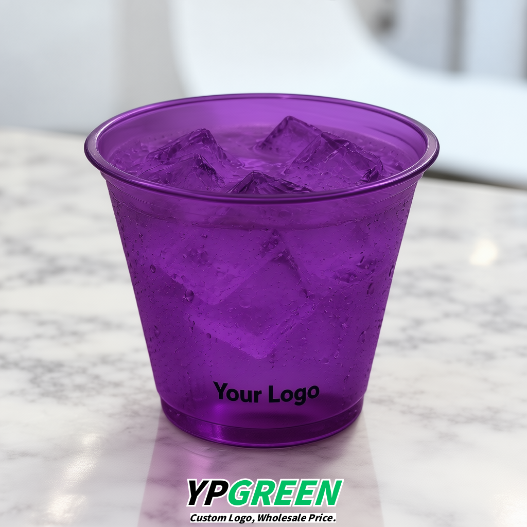 Violet Iced Latte Plastic Cup 260ml Disposable Clear Cup 9.2×5.5×7.1cm