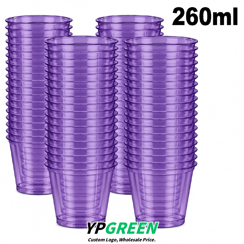 Violet Iced Latte Plastic Cup 260ml Disposable Clear Cup 9.2×5.5×7.1cm