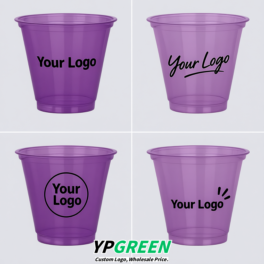 Violet Iced Latte Plastic Cup 260ml Disposable Clear Cup 9.2×5.5×7.1cm