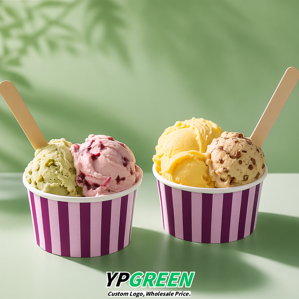 Violet Paper Gelato Takeaway Cup 2-10oz Disposable Ice Cream Bowls with Lids Factory
