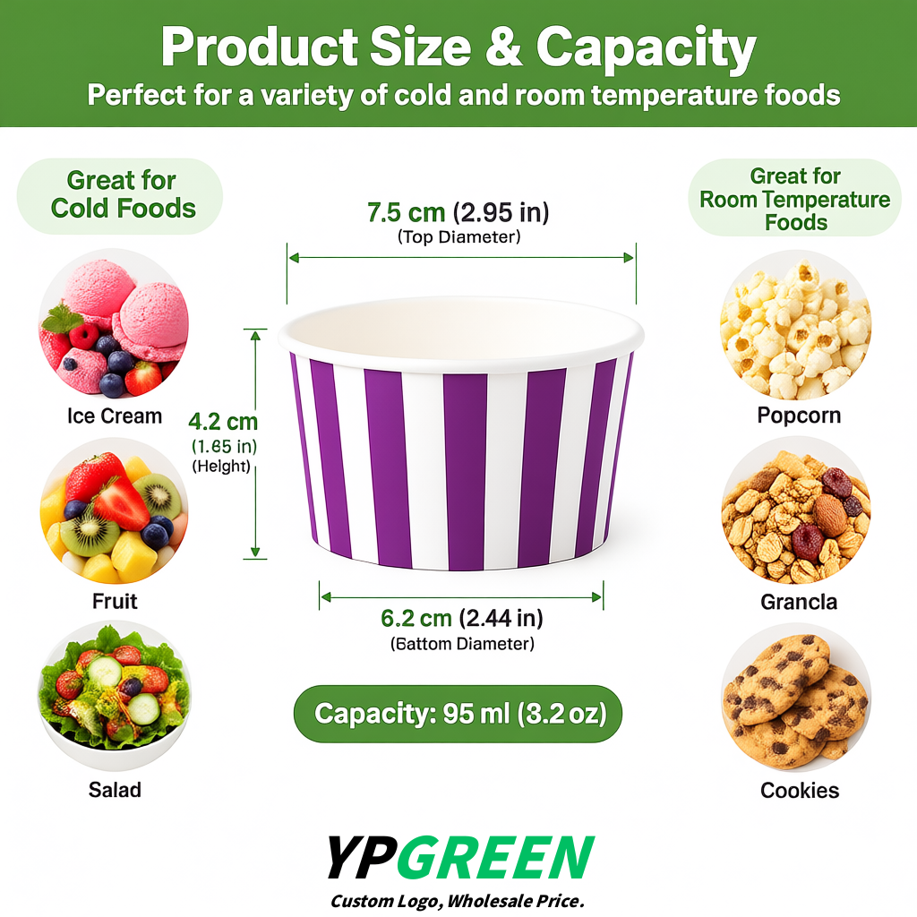 Violet Paper Gelato Takeaway Cup 2-10oz Disposable Ice Cream Bowls with Lids Factory Violet Paper Gelato Takeaway Cup 2-10oz Disposable Ice Cream Bowls with Lids Factory
