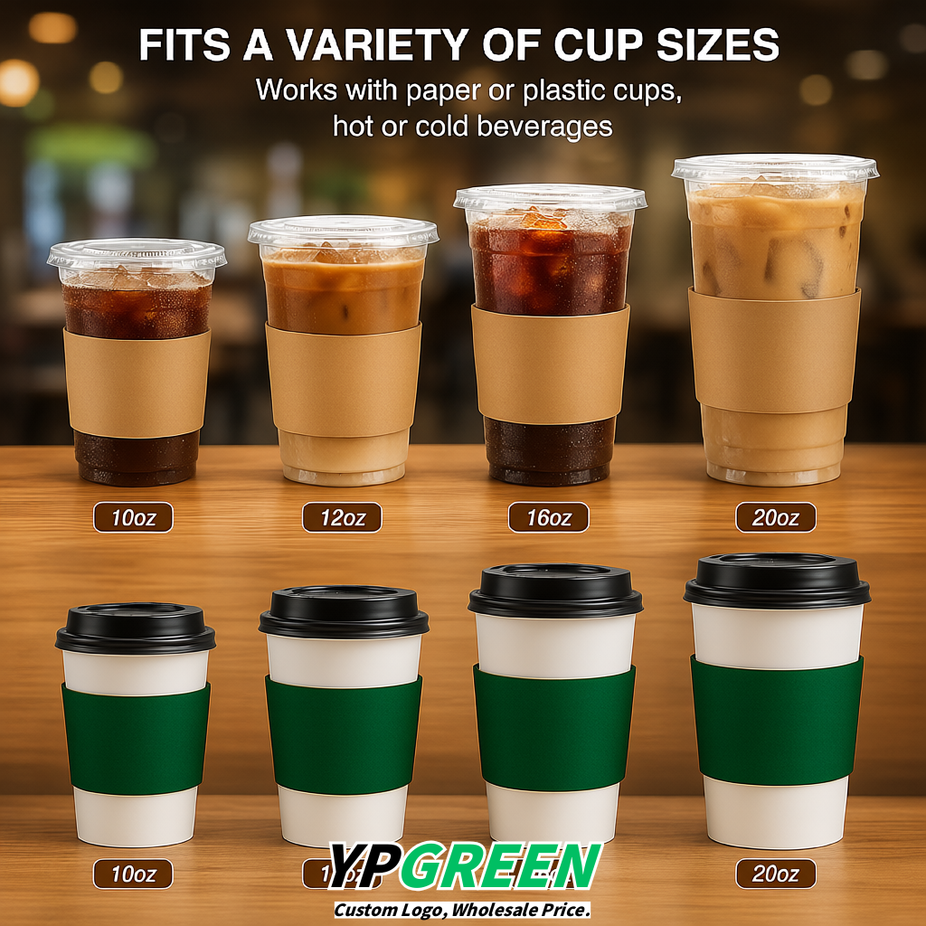 Viridian Kraft Paper Coffee Cup Sleeves For 10, 12, 16, 20 oz Paper & Plastic Cups Factory