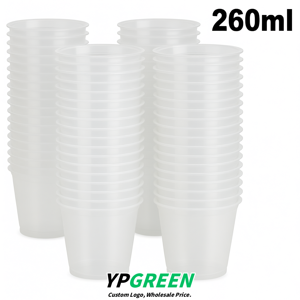White Iced Latte Plastic Cup 260ml Disposable Clear Cup 9.2×5.5×7.1cm