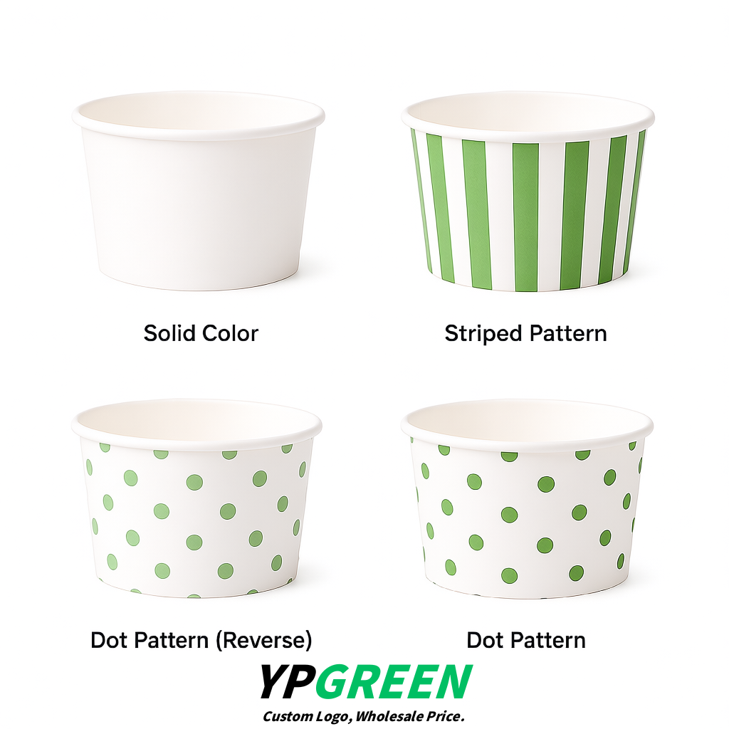 White Paper Gelato Takeaway Cup 2-10oz Disposable Ice Cream Bowls with Lids Factory