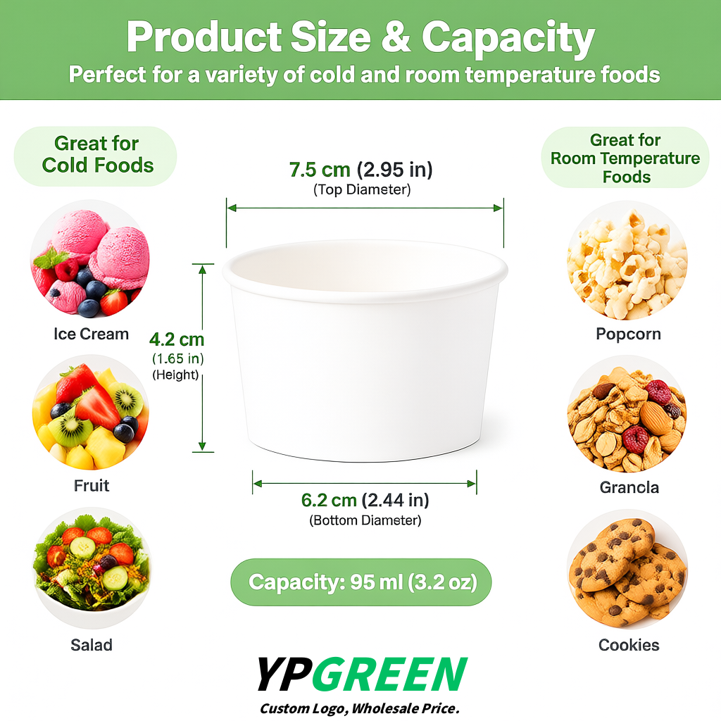 White Paper Gelato Takeaway Cup 2-10oz Disposable Ice Cream Bowls with Lids Factory
