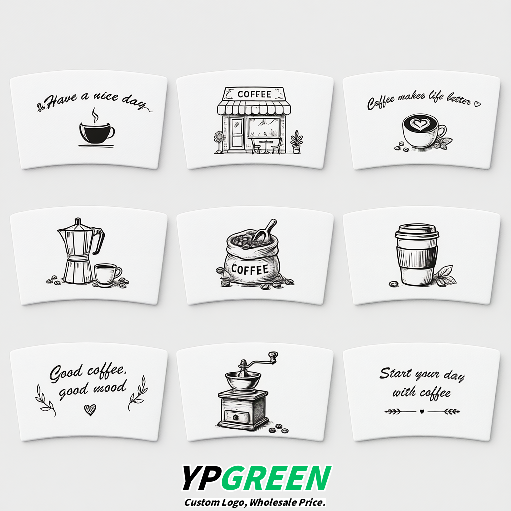 White Kraft Paper Coffee Cup Sleeves For 10, 12, 16, 20 oz Paper & Plastic Cups Factory