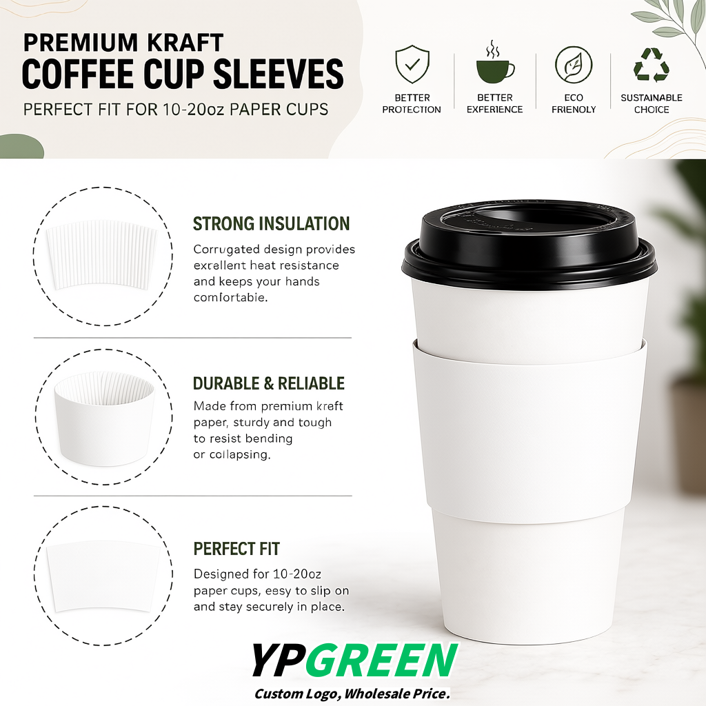 White Kraft Paper Coffee Cup Sleeves For 10, 12, 16, 20 oz Paper & Plastic Cups Factory White Kraft Paper Coffee Cup Sleeves For 10, 12, 16, 20 oz Paper & Plastic Cups Factory