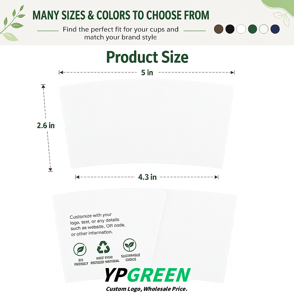White Kraft Paper Coffee Cup Sleeves For 10, 12, 16, 20 oz Paper & Plastic Cups Factory