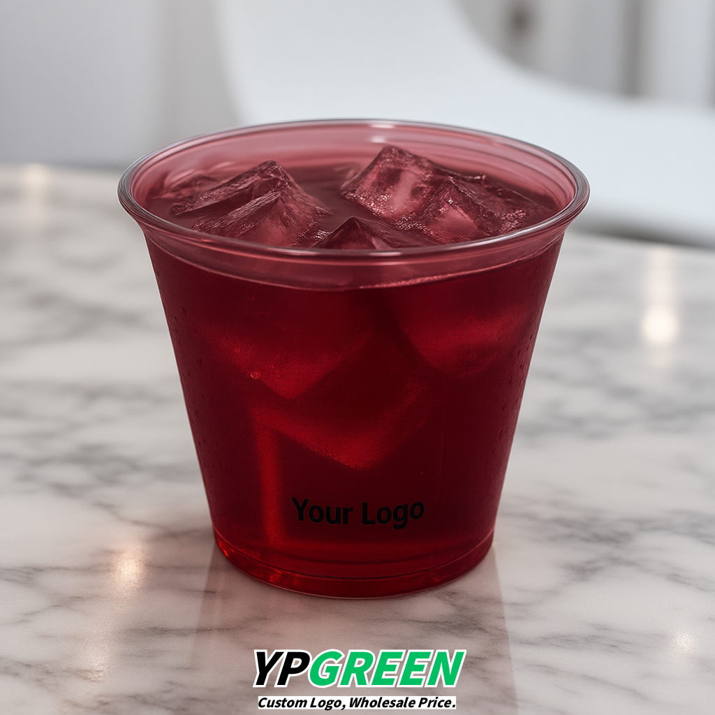 Wine Red Iced Latte Plastic Cup 260ml Disposable Clear Cup 9.2×5.5×7.1cm