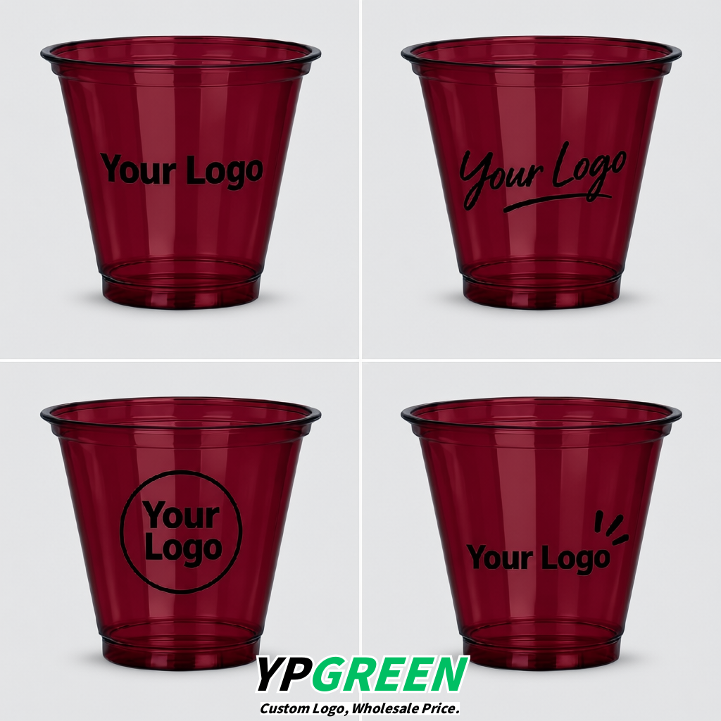 Wine Red Iced Latte Plastic Cup 260ml Disposable Clear Cup 9.2×5.5×7.1cm