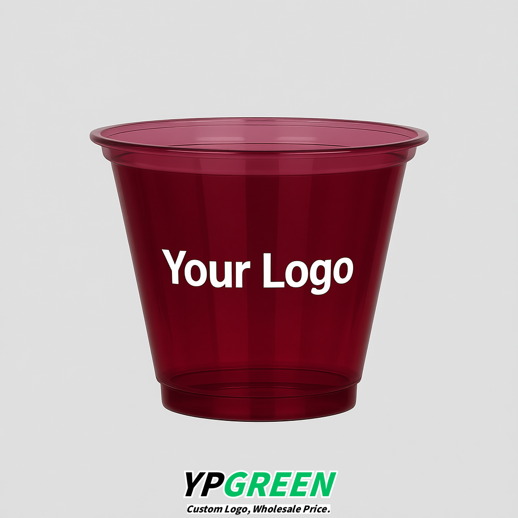 Wine Red Iced Latte Plastic Cup 260ml Disposable Clear Cup 9.2×5.5×7.1cm