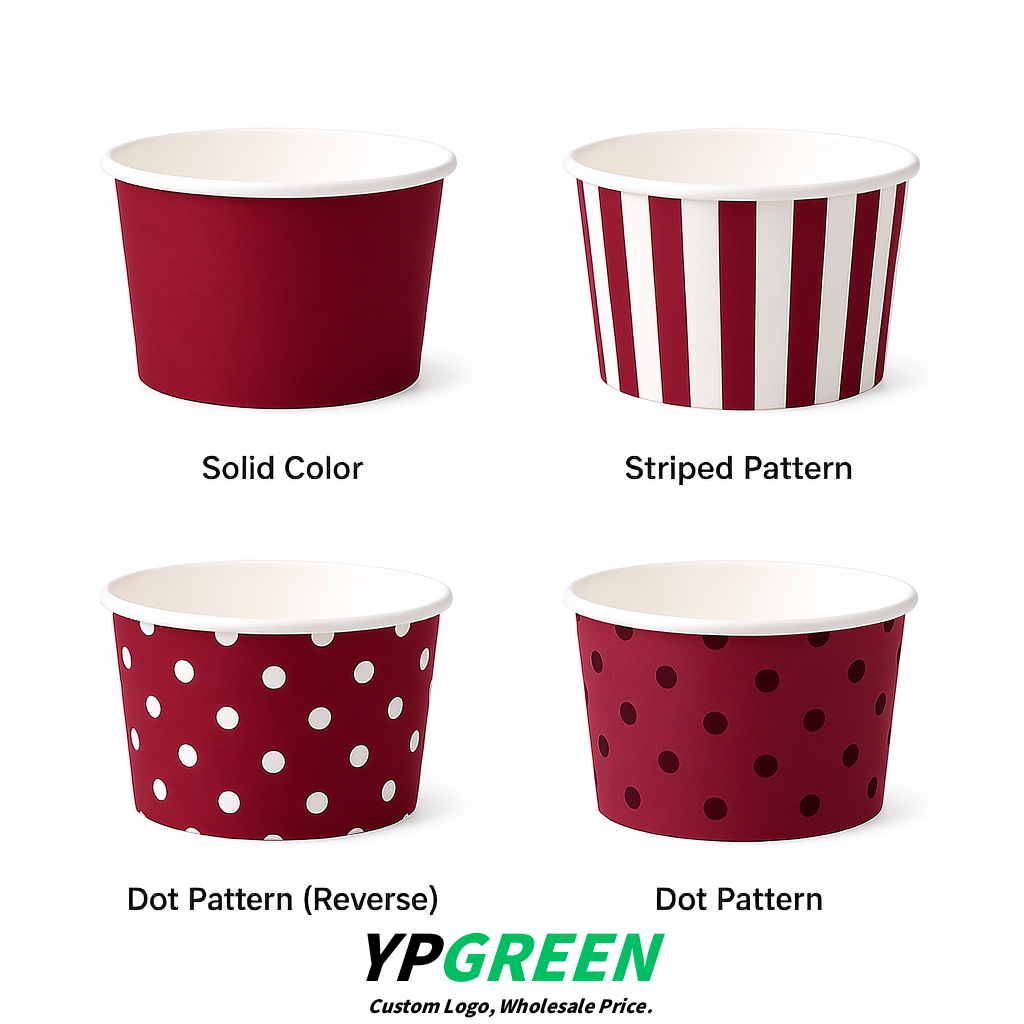 Wine Red Paper Gelato Takeaway Cup 2-10oz Disposable Ice Cream Bowls with Lids Factory