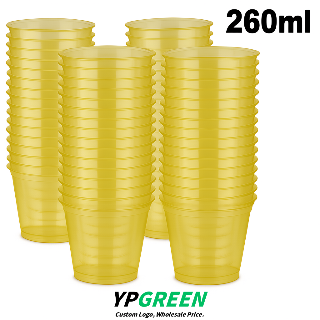 Yellow Iced Latte Plastic Cup 260ml Disposable Clear Cup 9.2×5.5×7.1cm Yellow Iced Latte Plastic Cup 260ml Disposable Clear Cup 9.2×5.5×7.1cm